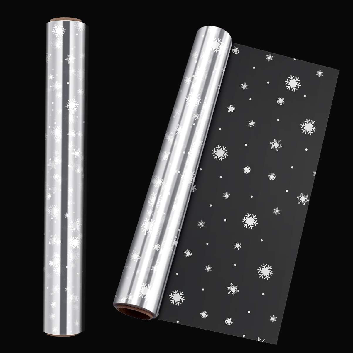 Toyvian Christmas Cellophane Wrap 2.5 Mil Thickness Snowflake Decorated Cellophane Bags for Baskets, Arts & Crafts, Treats, Wrapping (3000x40cm)