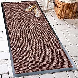 TrendMakers Machine Washable Door Mat Beige/Black Heavy Quality Non Slip Hard Wearing Barrier Mat. Available in 8 sizes (60cm x 120cm)