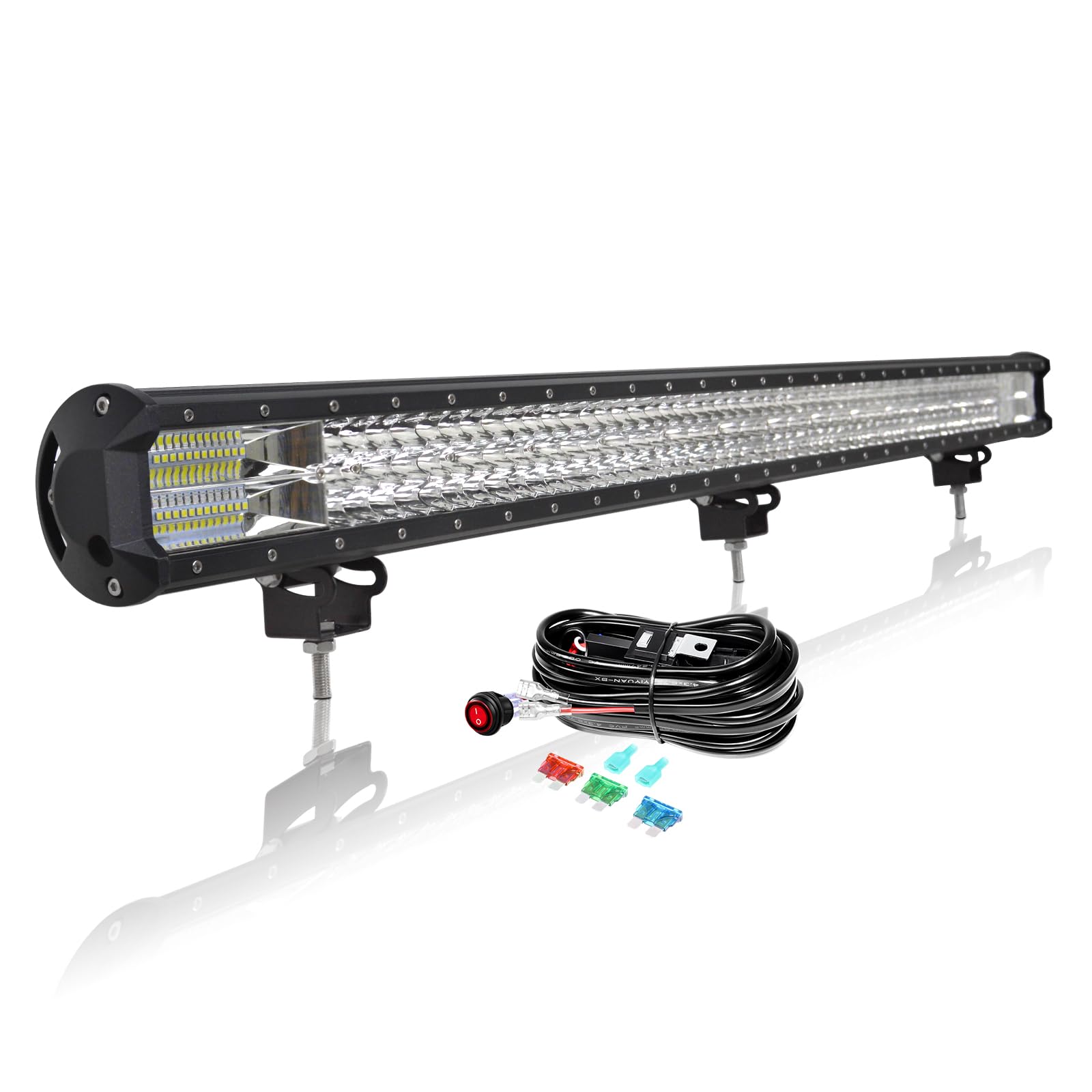 AUXTINGS 4x4 Barre LED 112 cm 612W Barre Lumineuse LED de Travail Con 12V Faisceau de Câblage, Spot et Inondation Rampe LED Feux Phare LED pour Voiture Tracteur Camion Quad Véhicule Bateau SUV 4x4