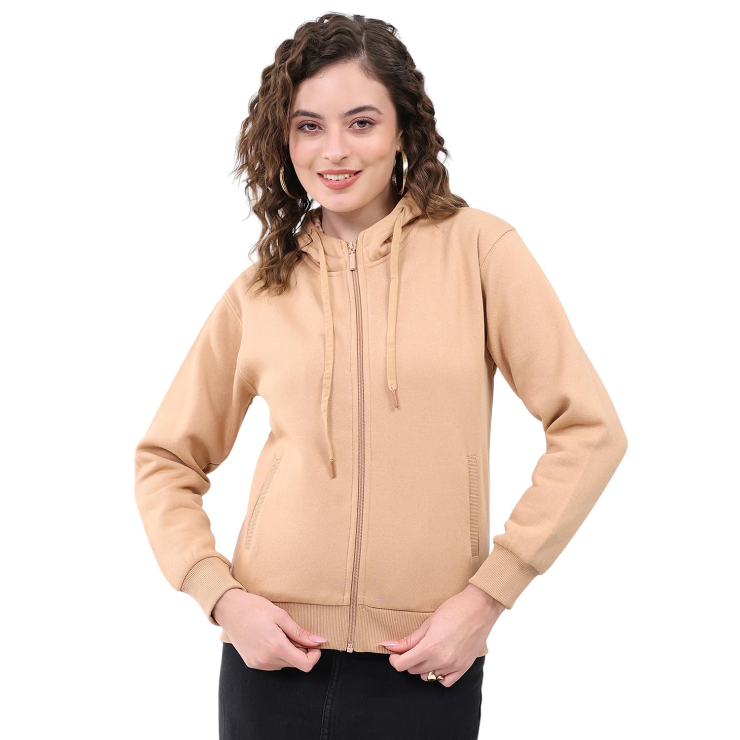 monte carlo Women Regular Fit Solid Pattern Hooded Neck Side Pocket Zipper Full Sleeve Winter Sweatshirt|Warm and Comfortable Sweatshirt | Winter wear Sweatshirt for Women's (Pack of 1)-picture-26