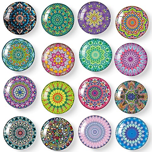 MORCART Lot de 16 aimants mandala tableau magnétique - Aimants de réfrigérateur amusants - cuisine,armoires scolaires,salles de classe,tableau blanc,bureau,cabine,aimants décoratifs - MR-16 Petit