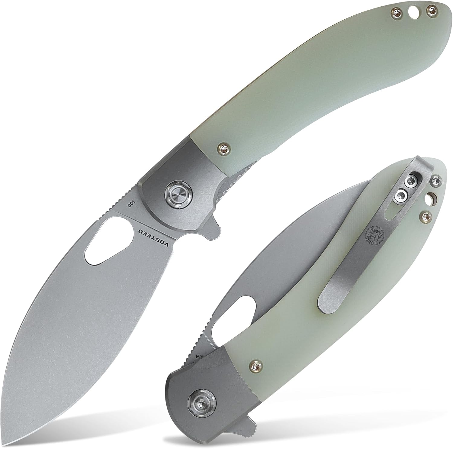 Vosteed EDC Knife, 3.26" Folding Pocket Knife with Clip for Men and Women, Modern Shilin Cutter Elmax Steel Blade, G10 Handle with Titanium Bolster for Camping, Hiking-Nightshade