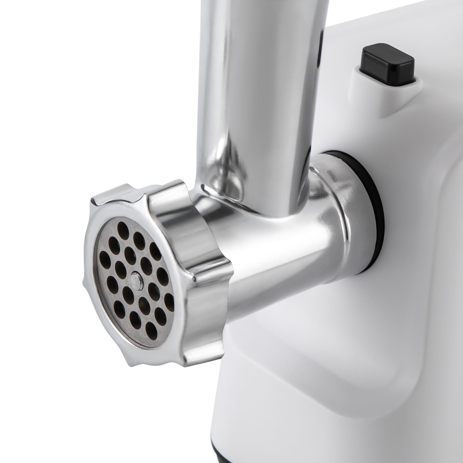Picadora de carne eléctrica de 1000 W con relleno de salchichas y 3 discos perforados de acero inoxidable para cocina (blanco)