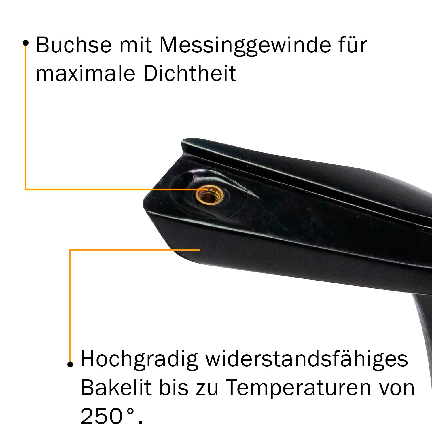 OPPAHA Kochtopfgriffe 100% kompatibel mit AMC Gewindebohrung aus Messing und Bakelit Anti-Verbrühung Set 2 Griffe Serie 28. Inklusive 4 Edelstahlschrauben