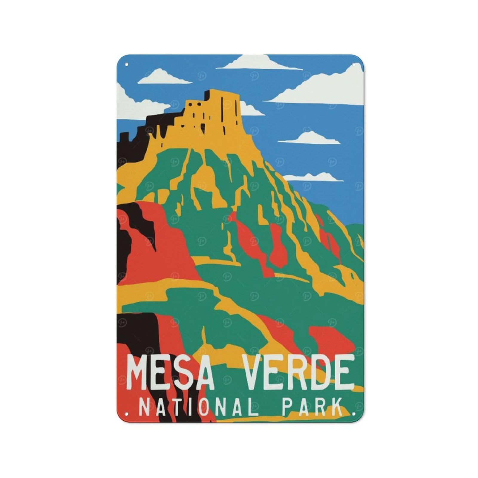 Junmoney Style-24 Metal Wall Sign 30X20cm Featuring Mesa Verde Poster For Living Room Wall, For Metal Sign Collectors, For Garage And Workshop Walls
