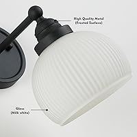 Vista 9 de HEQIQEH Lámpara de pared vintage recargable con pilas con control remoto, pantalla de vidrio blanco acanalado regulable para montaje en pared