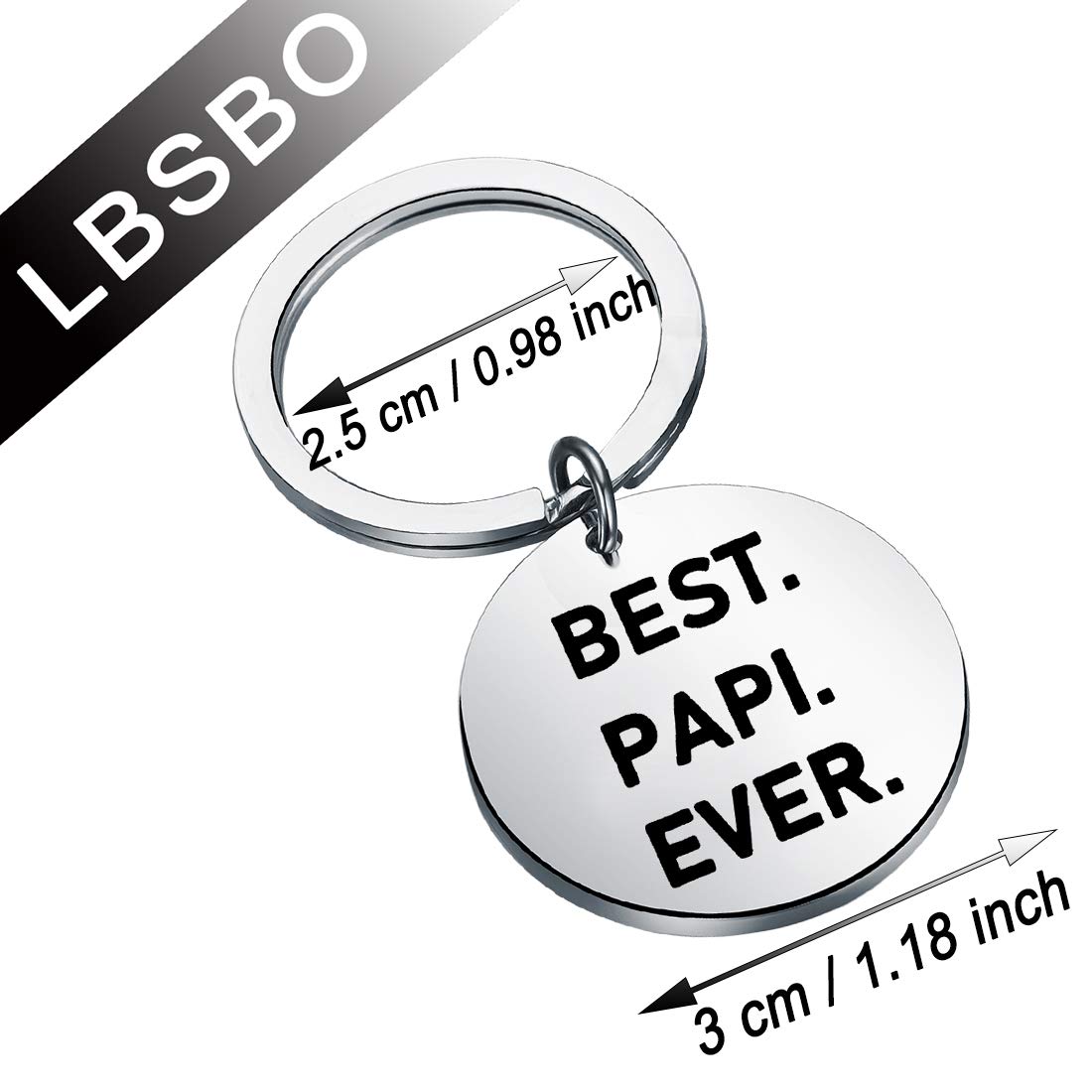 CENWA Best Papi Ever Keychain Papi Gift from Granddaughter Grandson Birthday Fathers Day Christmas Gifts for Papi (Best Papi Ever Keychain)