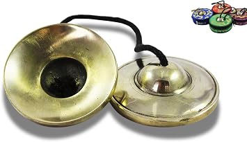 NHZ Tingsha Tibetan Meditation Bell/Finger Cymbals with free Silk Case 3.2" Golden Color Plain
