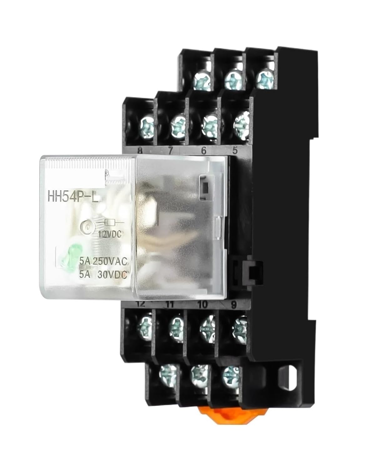 HH52P Intermediate Relay 12V 24V 220V AC Single-Phase High Current HH52P Miniature Relay MY2NJ 8-pin with Base 1Set(12VDC Base)
