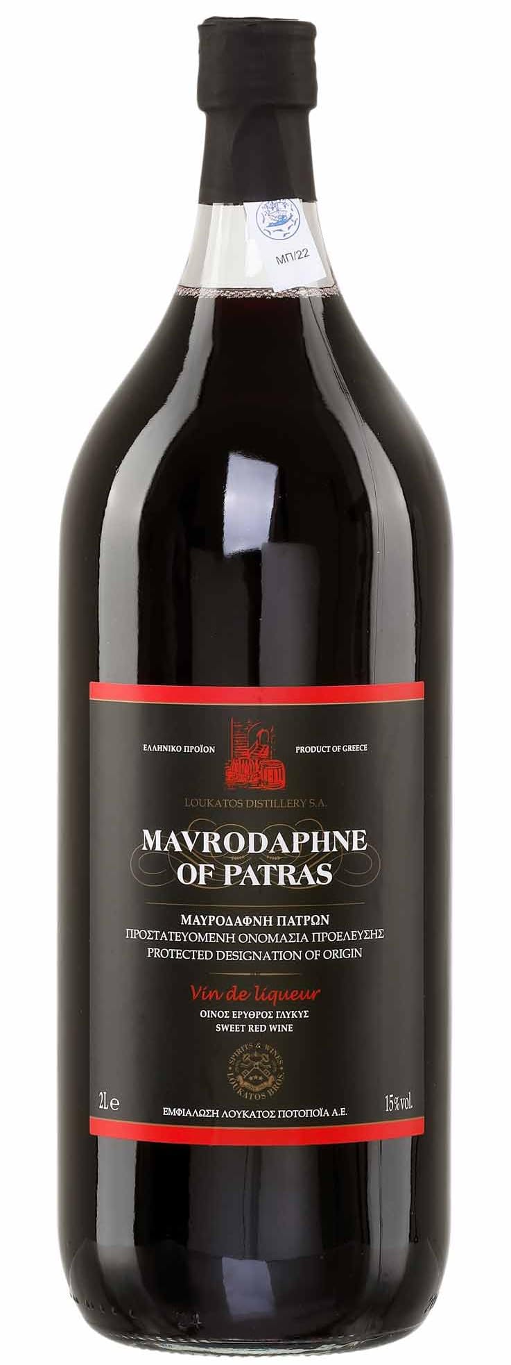Mavrodaphne Loukatos 15% 2 Liter Flasche griechischer Süßwein Likörwein Dessert Rotwein