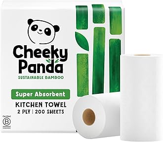 Bamboo Kitchen Roll | 2 Kitchen Rolls - 200 Super Strong Sheets | Naturally Strong and Absorbent Plastic Free Kitchen Paper Towels