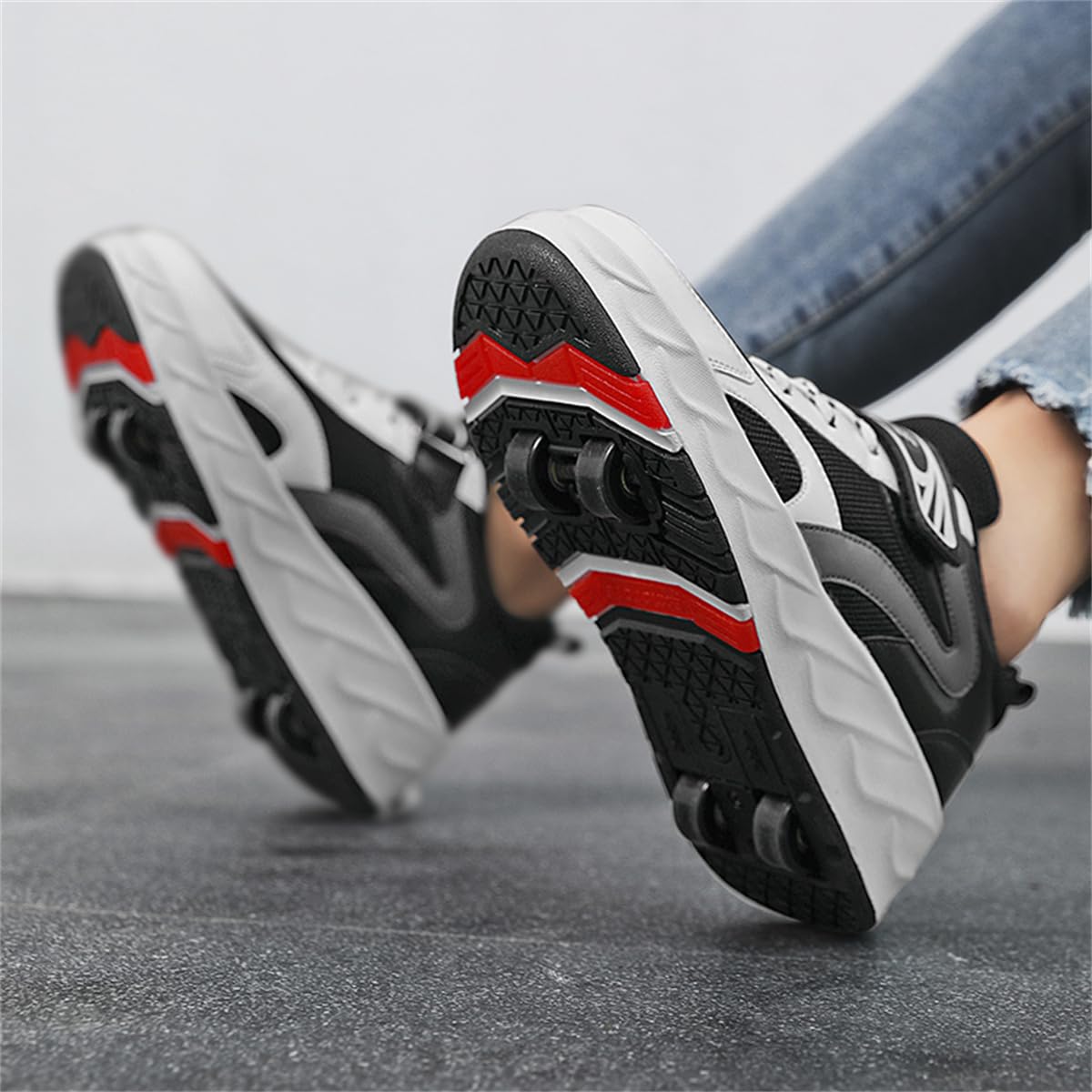 Mateju Zapatos con Ruedas para y Niñas, Patines Multiusos 2 en 1, Zapatillas Deportivas al Aire Libre Retráctil con 4 Ruedas, Zapatillas de Skateboarding Niña Niño