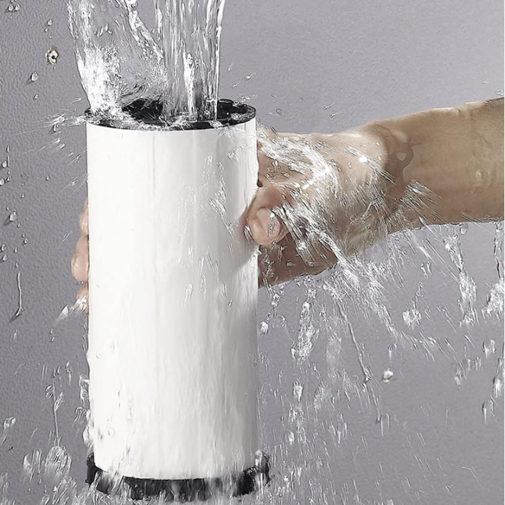 Toilet Brush Compact Freestanding Toilet Brush Set Aluminium Toilet Bowl Brush and Holder for Bathroom Storage-deep Cleaning for Home Bathroom (Color : White, Size : 8.8 * 8.2 * 40.2cm)