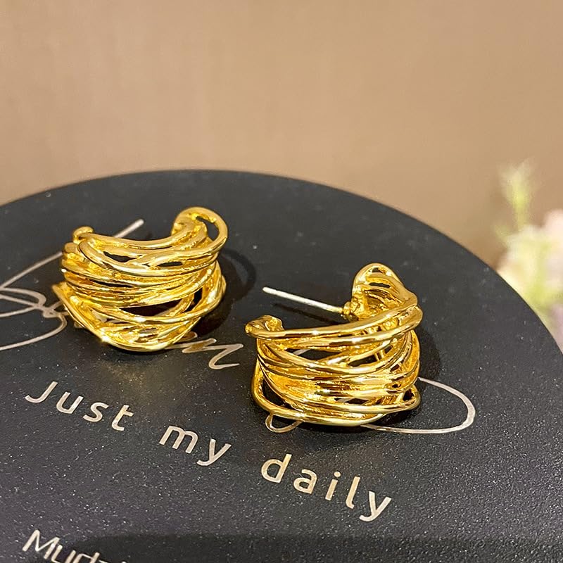 C-shaped gold circle wrapped multi-layer vintage earring jewelry2