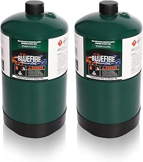 BLUEFIRE 16.4 oz Propane Tanks Pack of 2 - Pure High-BTU Replacement Fuel for Camping Stoves, Torches, Heaters