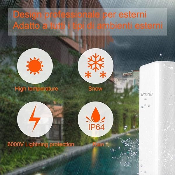 Tenda O3 Outdoor Access Point Esterno Wi Fi 2 4GHz 11N 150Mbps 210100Mbps Ethernet Port PoE Passivo  30 60 IP64 Waterproof Enclosure Protezione da Fulmini 6000V