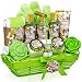 Home Spa Gift Baskets For Women - Bath and Body Gift Basket - Magnolia and Jasmine Home Spa Set, Includes Fragrant Lotions, Bath Bomb, Towel, Shower Gloves, Green Wired Bread Basket & More - 13 Pc Set