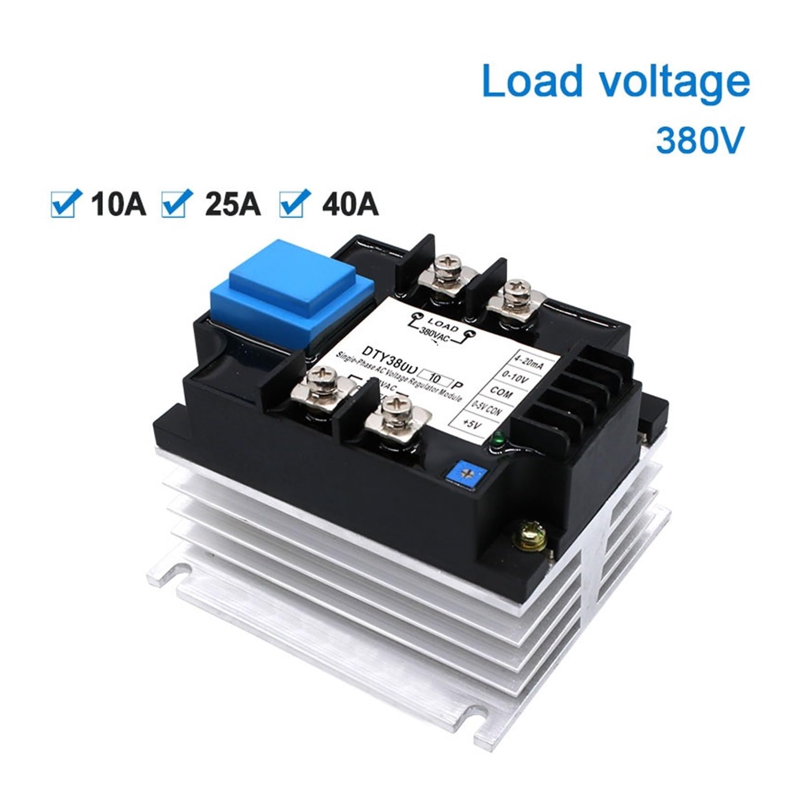 Regolatore di Tensione CA monofase con relè e modulo dissipatore di Calore con Controllo potenziometro 0-10V 4-20MA 0-5V 220V 380V(40A,380V)