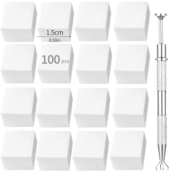Nail Sponges Set for Ombre Gel 0.7inch 1.5CM Big Nail Sponges 100PCS Nail Art Tools Set With Grabbing Pen for person DIY Nails Painting Gradient Colors at Home Nail Technician Salon