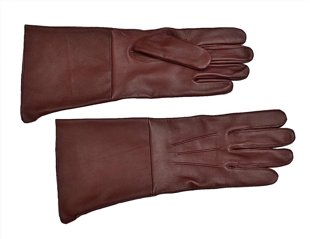 Swiftwears Medieval Gauntlet Leather Cosplay Gloves Long Arm Cuff (Medium, Burgundy)
