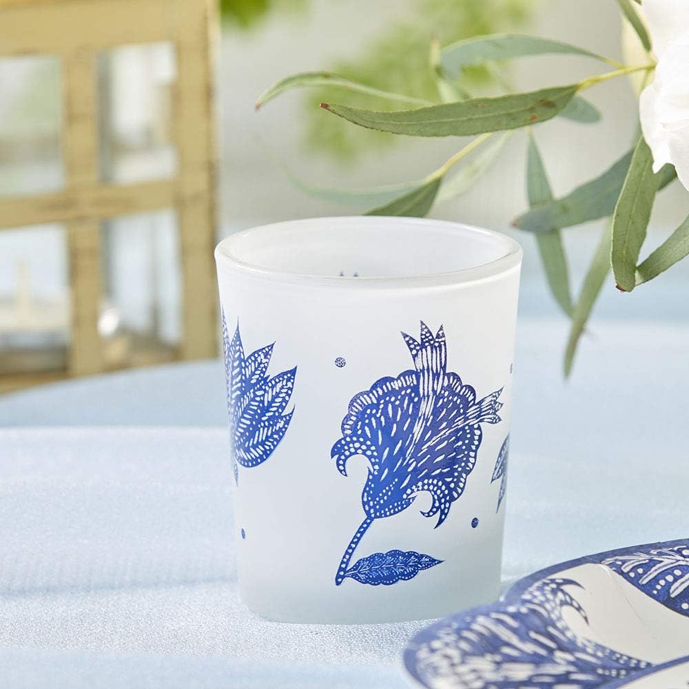 Kate Aspen Blue Willow Frosted Glass (Set of 4) Holders, One Size Votive : Everything Else