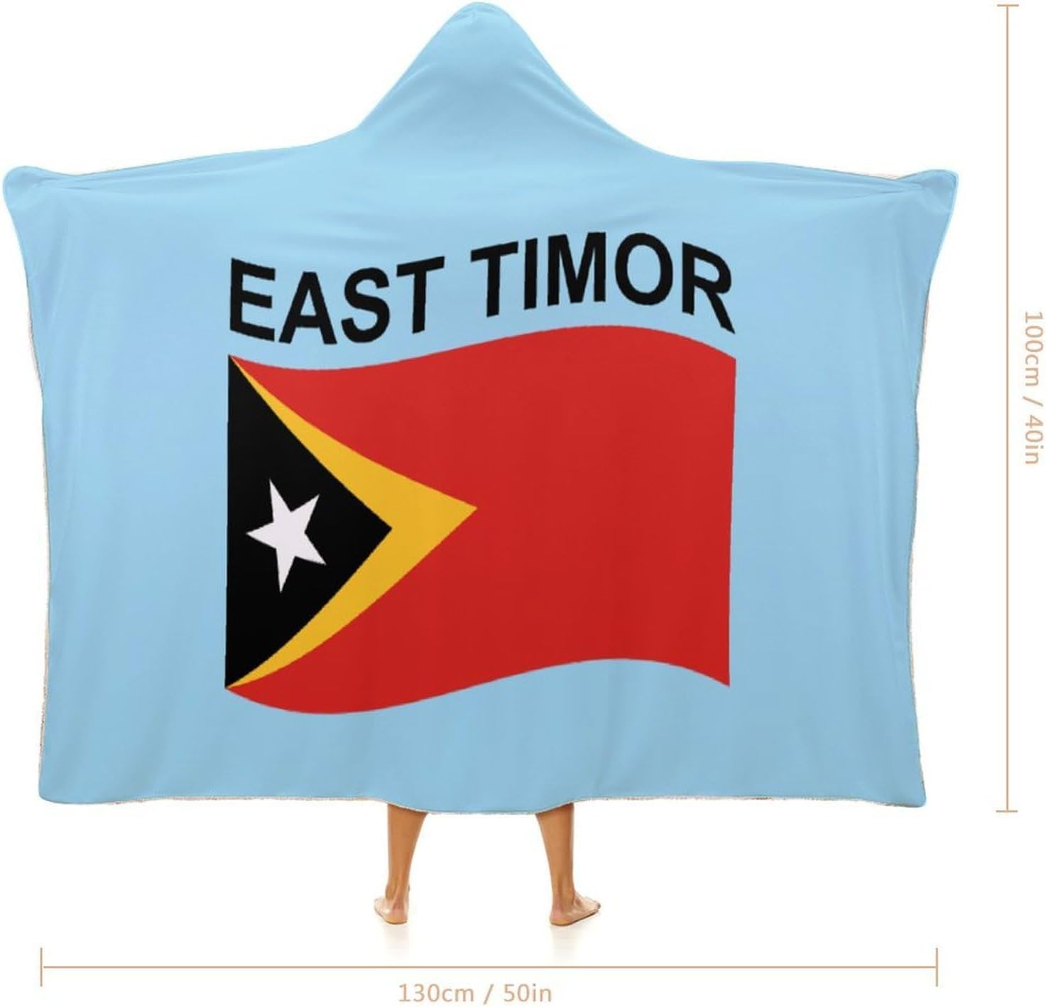 Flag of East Timor Fashion Wearable Blanket Hoodie Fleece Throw Cloak Robe Unisex