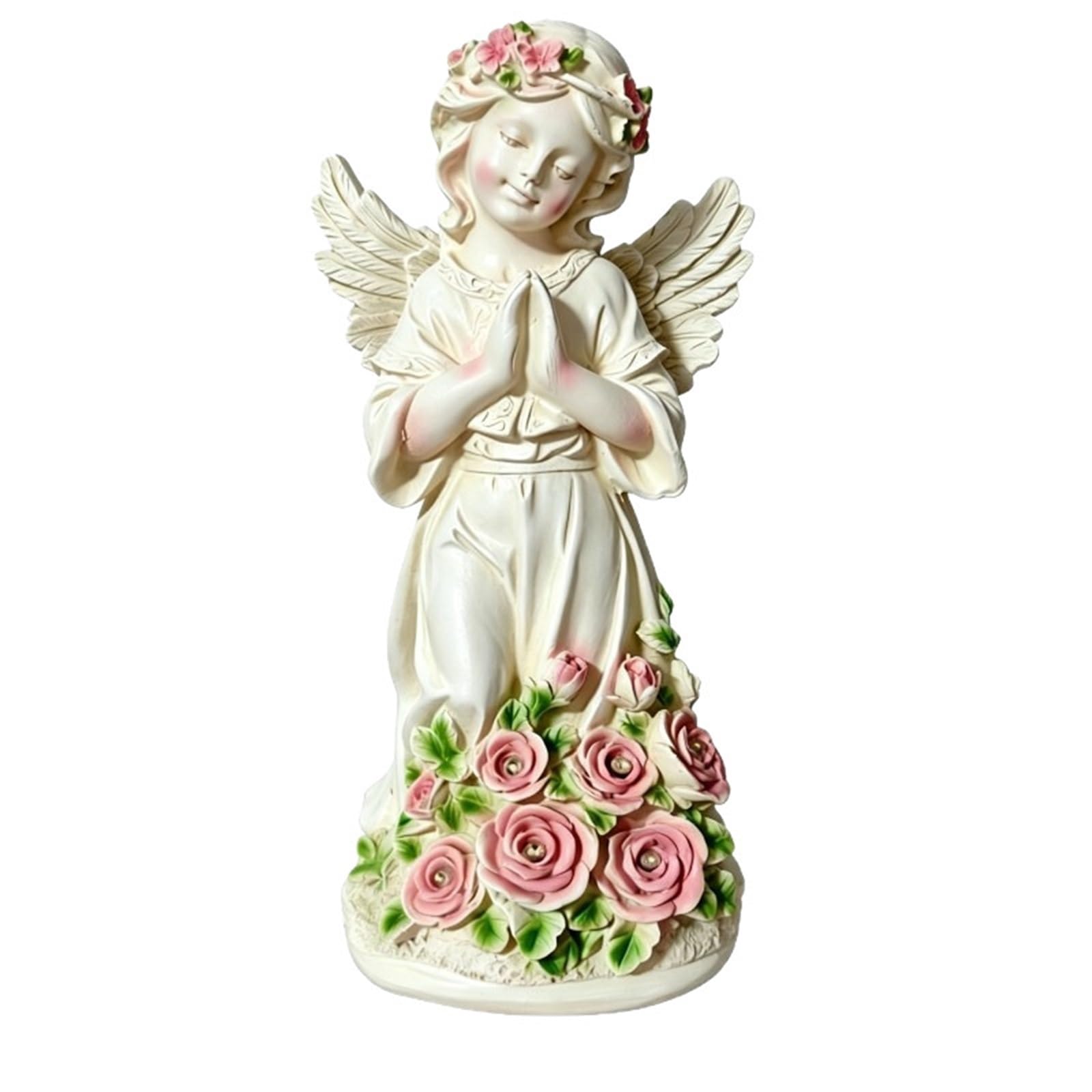HABITZ Fata dei Fiori Notte LED Luce Resina Angelo Giardino Scultura Ornamenti Statua Decorazioni Esterni Figurine Ad Energia Solare Regali Decorazione for Patio,Balcone Tomba Accessori Esposizione