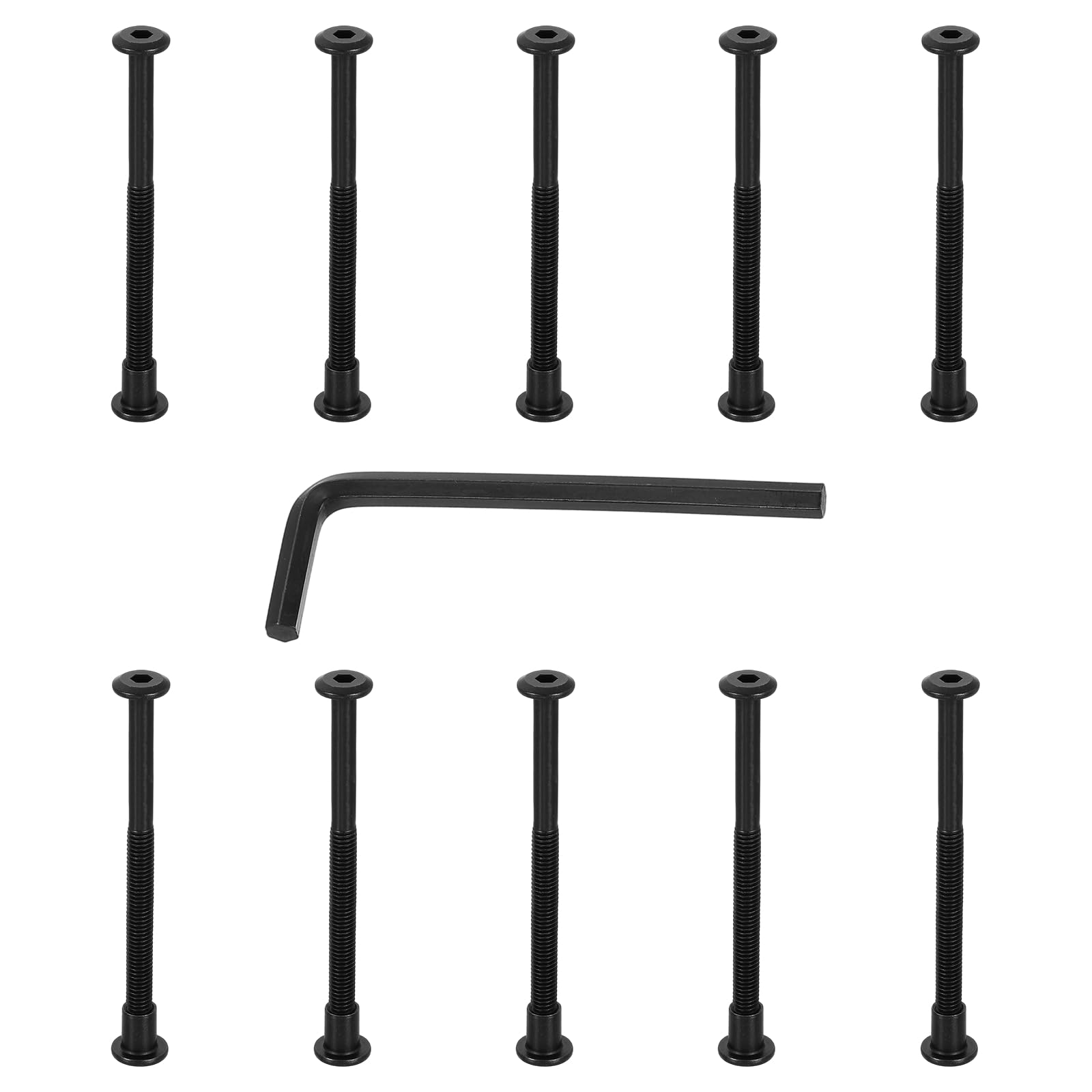 PATIKIL M6x100mm Male Hex Chicago Screws, 10Pcs Carbon Steel Metric Hex Drive Socket Cap Binding Post Screw Posts for Scrapbook Leather Belt Album Furniture, Black(Female 8x10mm)