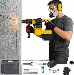 Martelete Rompedor A Bateria 220v 3 Em 1 - furadeira martelete Sem Escovas, Embreagem De SegurançA, Maleta Com Brocas, Luvas E AcessóRios (1 Bateria + Carregador)