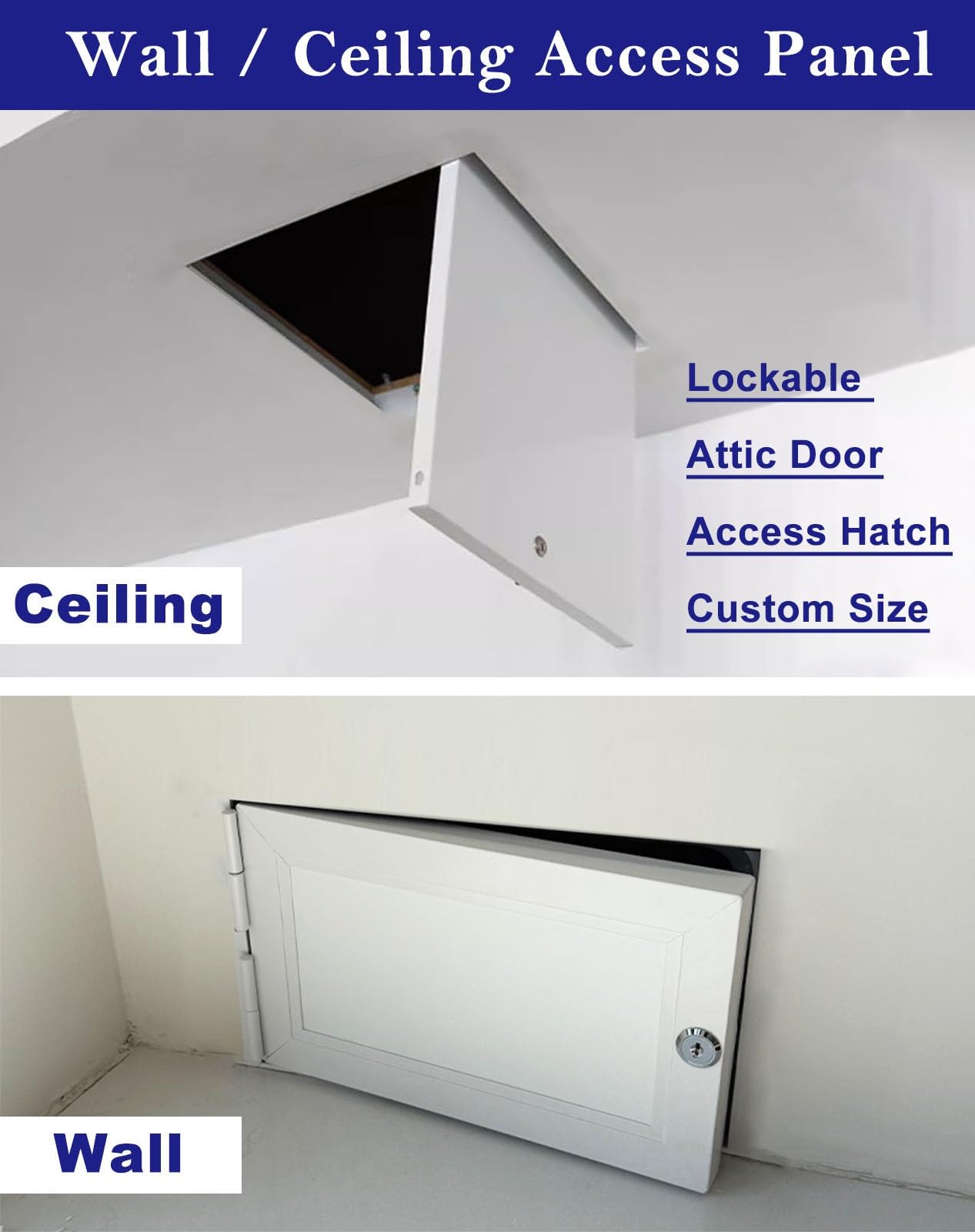 Trampilla Pladur Panel de Acceso Empotrado para Exteriores e Interiores. Puerta de Acceso Empotrada para Pared, Techo o Ático. Tapa de Aluminio con Cerradura para Orificios de Pared(36x36in(91x91cm))