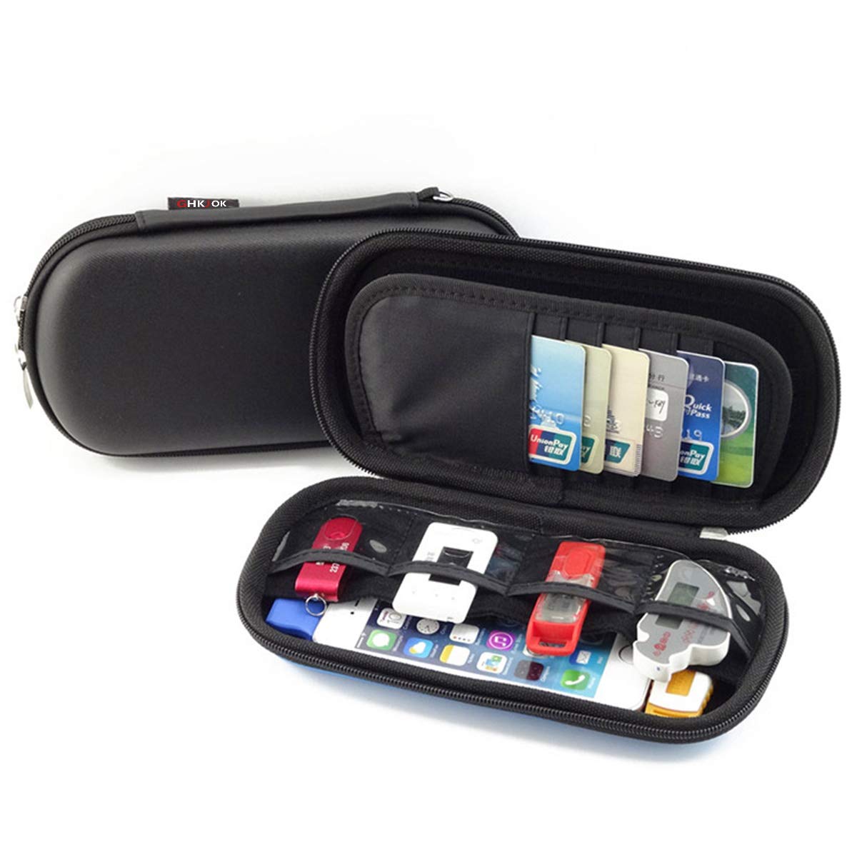 GHKJOK Small Electronics Case Carrying Case Gadget Bag Oval Tidy Storage Box for U Disk Charging Plug Data Cable Package Earphone Nylon Organizer Snake Skin Pattern Multifunctional