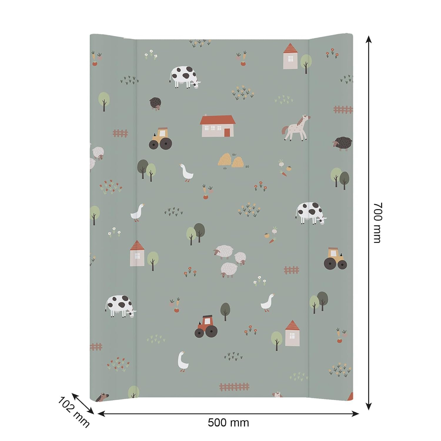 Bundle of Rotho Babydesign YUMA geruchsdichter Windeleimer mit Pedal und 30 passenden Windelbeuteln, 40x28,5x51 cm (L xBxH) (Farm Animals) + Rotho Babydesign Wickelauflage Keil (50 x 70 cm) Farmtiere