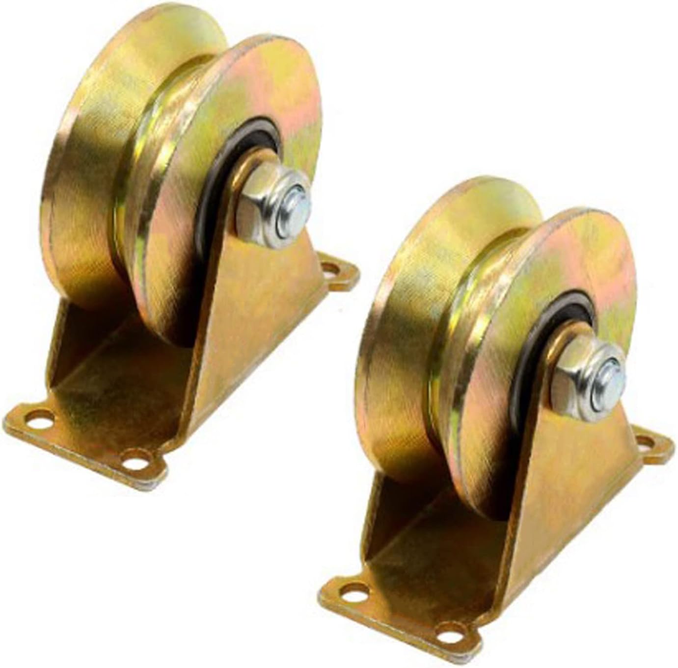 2 x Sliding Gate Casters, V-Groove Wheels, Heavy Loads, 50 mm Rigid Steel Wheel Sliding Door Roller