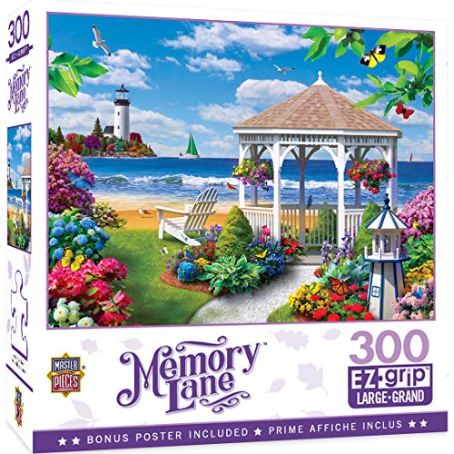 Image of MasterPieces Memory Lane Oceanside View - Gazebo by The Ocean Large 300 Piece EZ Grip Jigsaw Puzzle by Alan Giana