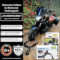 KOHLBURG 6kg massives 150cm VdS Sicherheits- Motorradschloss Typ Alcatraz, 13mm Spezialstahl-Kette, Kettenschloss höchste Sicherheitsstufe 15+ von 15 - Schloss lang VdS zertifiziert für Motorrad Ebike – Ansicht 2