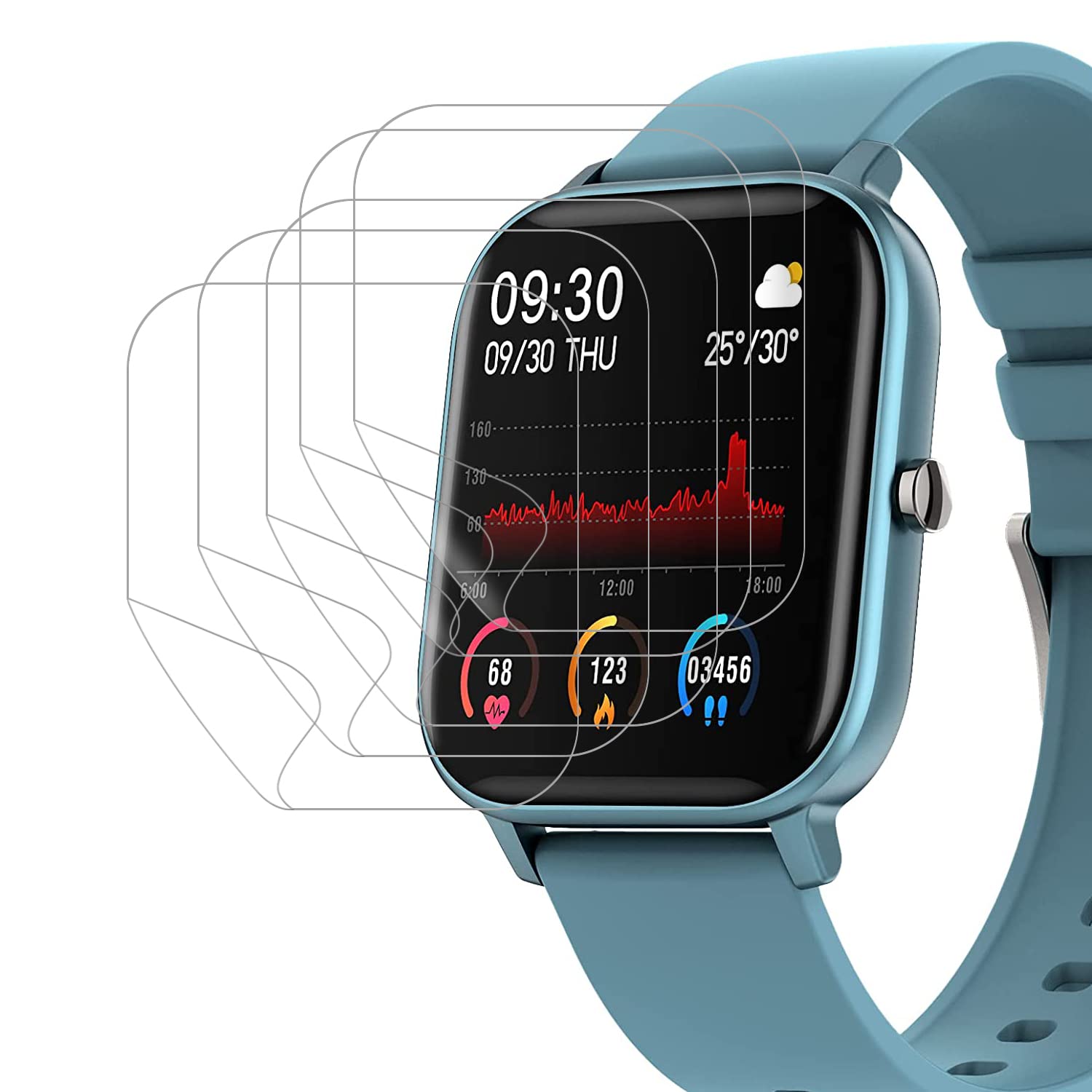 DAMDAM Compatible Fire Boltt SpO2 1.4" SmartWatch Screen Guard Scratch Guard Full Screen Protector Compatible for Fire Boltt SpO2 1.4" - Flexible TPU - Bubble-Free (Pack of 5)