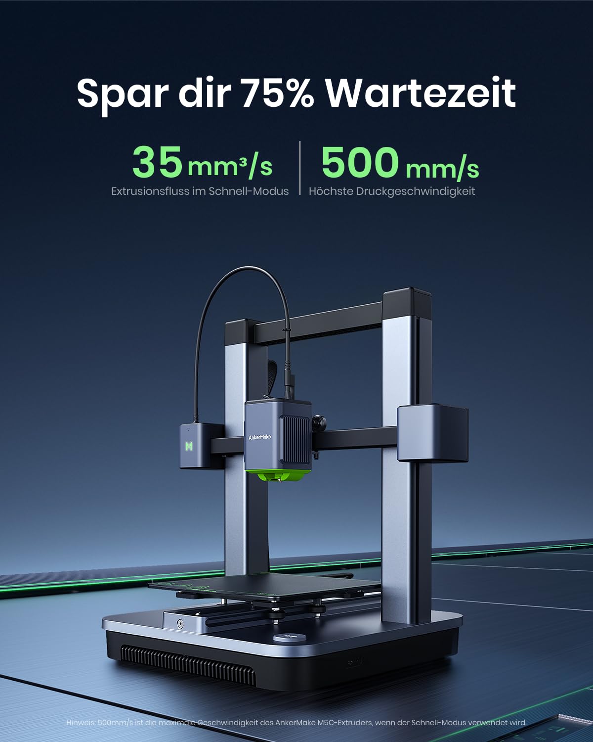 AnkerMake M5C 3D Drucker, 500 mm/s High-Speed 3D-Druck, 50 μm Präzision, All Metal Hotend, Bis zu 300℃ 3D Druck, Intuitive Steuerung über mehrere Geräte, Auto-Nivellierung, 220×220×250 mm Druckvolumen