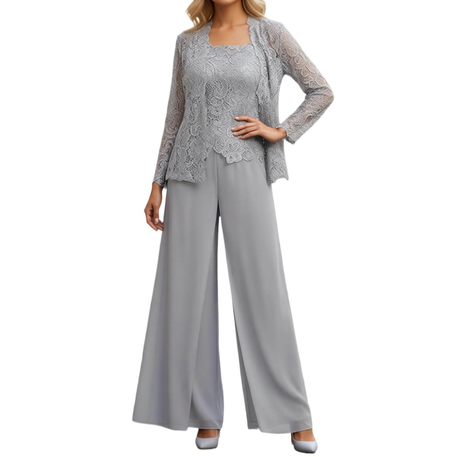 Completo Donna Elegante Estiva Cerimonia Orlo Irregolare Leggera Camicia Pantaloni Larghi 3 Pezzi Tuta Completa Taglie Forti Casual Tinta Unita Set Coordinato Comodi Mode Tute Curvy Completi Estivi