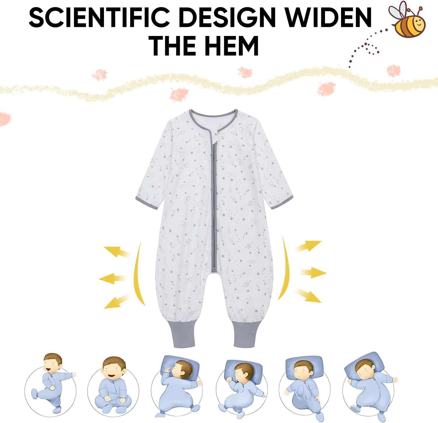 Miracle Baby Sleep Sack with Feet, 0.5 TOG Lightweight Toddler Sleeping Bag with Legs & Long Sleeves for Early Walkers
