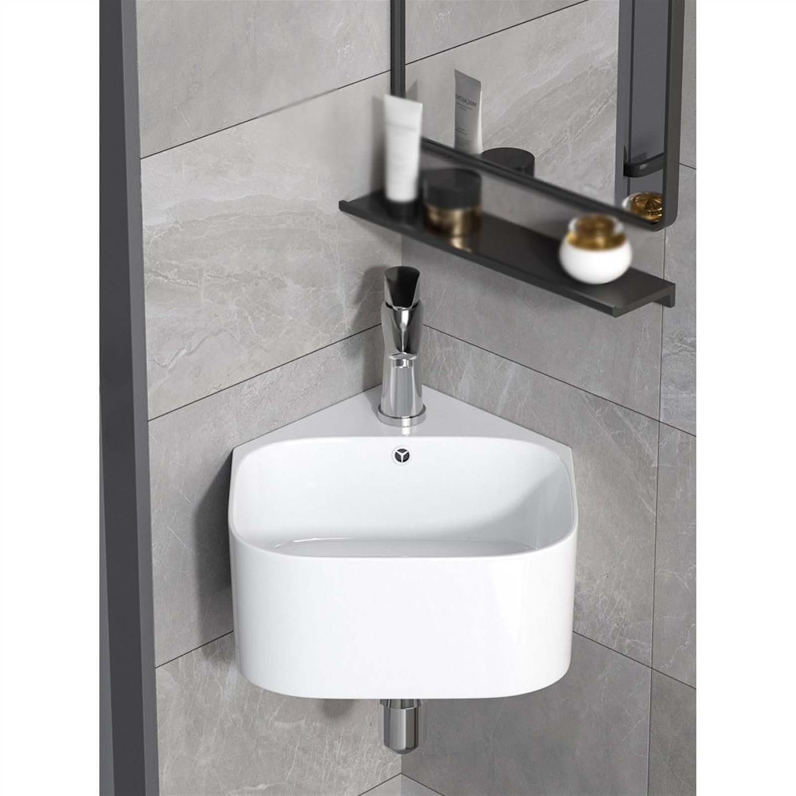 Waschbecken Dreieck Waschbecken Wandwaschbecken Badezimmer Balkon Keramik Mini Kleine Waschbecken für den Hausgebrauch Waschbecken Badezimmer