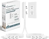 Vista 10 de Extensor de cubierta de toma de corriente para corrector de salida con 3 salidas de CA, cable de extensión de enchufe plano de 5 pies