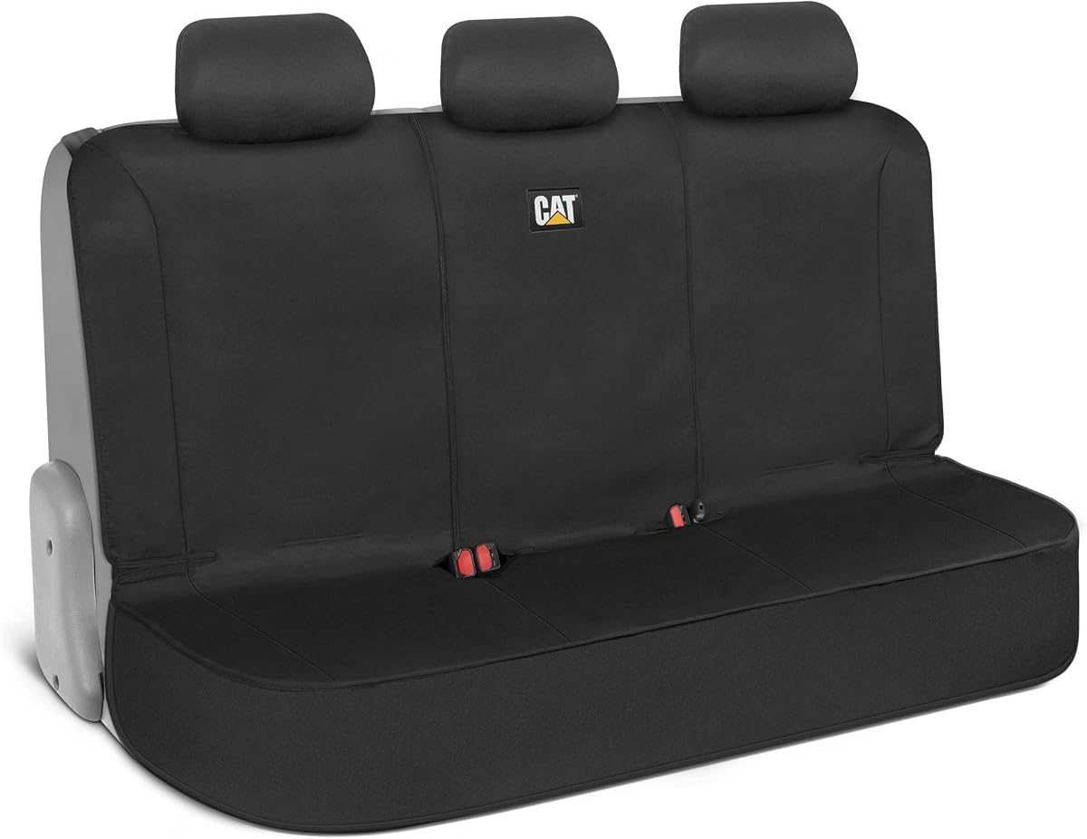 CAT Flexfit Black Rear Seat Cover for Cars, SUVs & Mid-Size Pickup Trucks - Durable 60/40 Split Rear Bench Seat Protector, Back Seat Cover, Interior Auto Accessory, Not for Full-Size Pickup Trucks