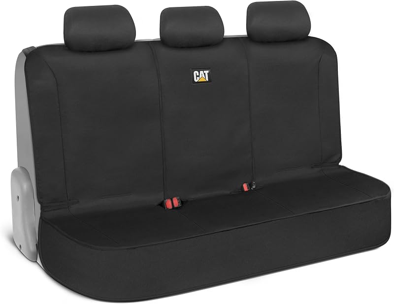 CAT Flexfit Black Rear Seat Cover for Cars, SUVs & Mid-Size Pickup Trucks - Durable 60/40 Split Rear Bench Seat Protector, Back Seat Cover, Interior Auto Accessory, Not for Full-Size Pickup Trucks
