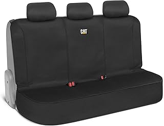 CAT Flexfit Black Rear Seat Cover for Cars, SUVs & Mid-Size Pickup Trucks - Durable 60/40 Split Rear Bench Seat Protector, Back Seat Cover, Interior Auto Accessory, Not for Full-Size Pickup Trucks