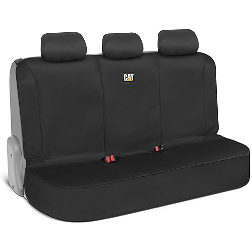 Cat Flexfit Black Rear Seat Cover for Car - Durable Canvas Material Back Car Seat Covers 60/40 Split Bench Protector – Back Seats Cover for Truck & SUV Rear Bench Protector Interior Car Accessories
