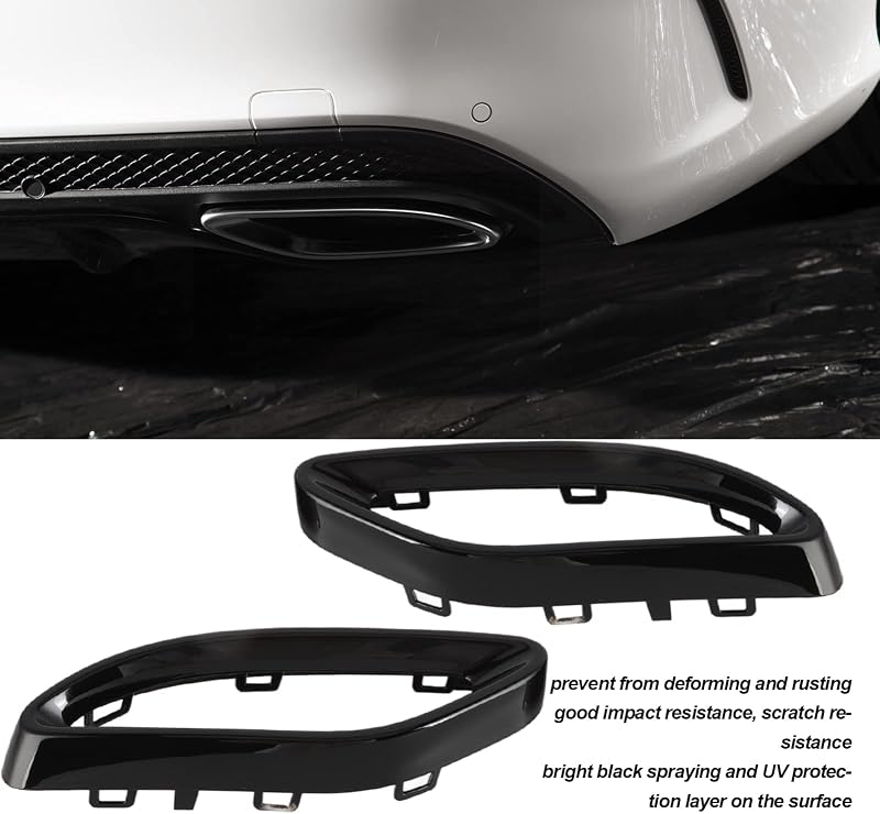 Akozon Fekete Fényes Kipufogóvég Takaró Mercedes A B C E GLC CLS Osztályhoz W177 W247 W205 W213 X253 C257 Kompatibilis Autó Tuning Kiegészít