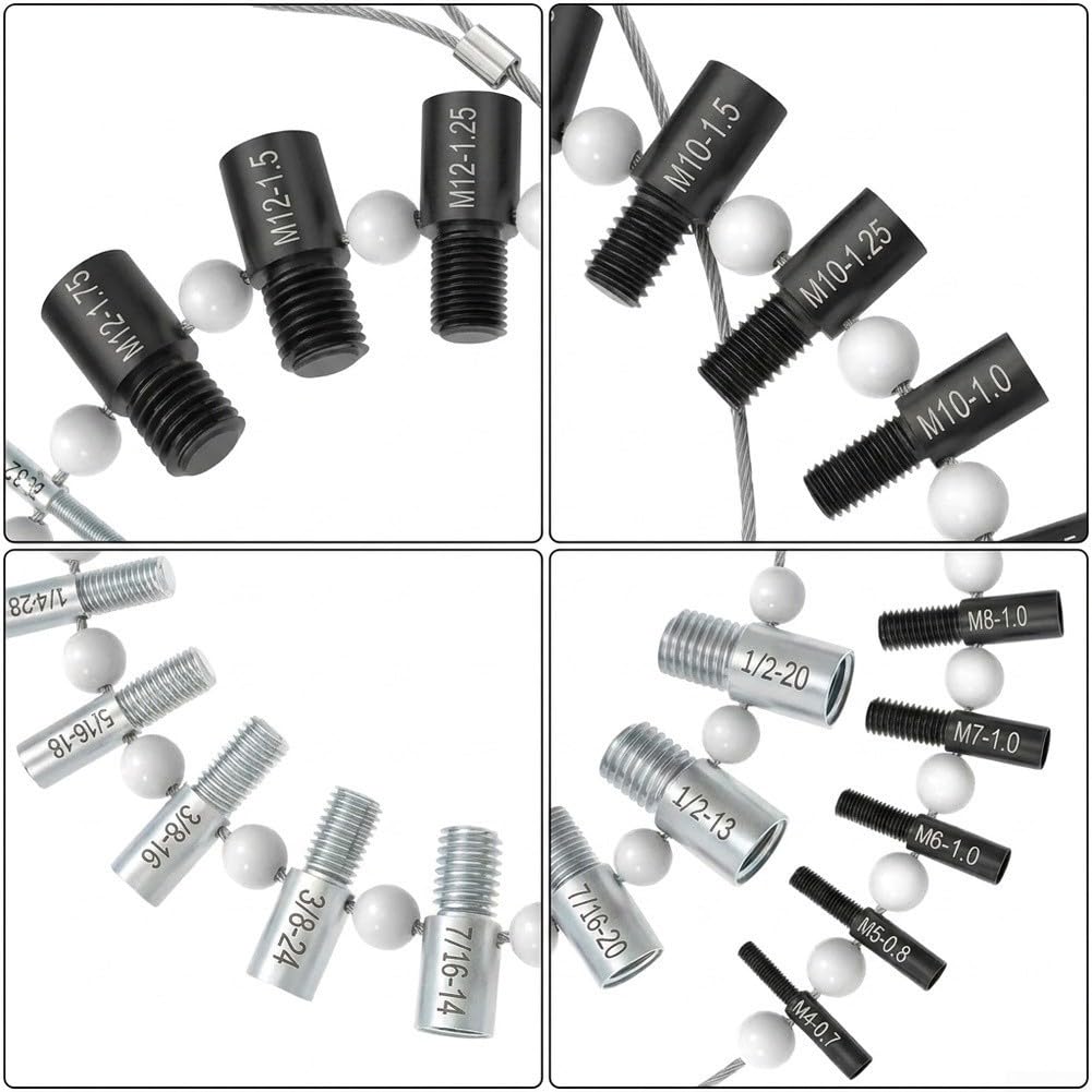 para calibre de Rosca Carbono 44 Piezas Doble Cara Grabado
