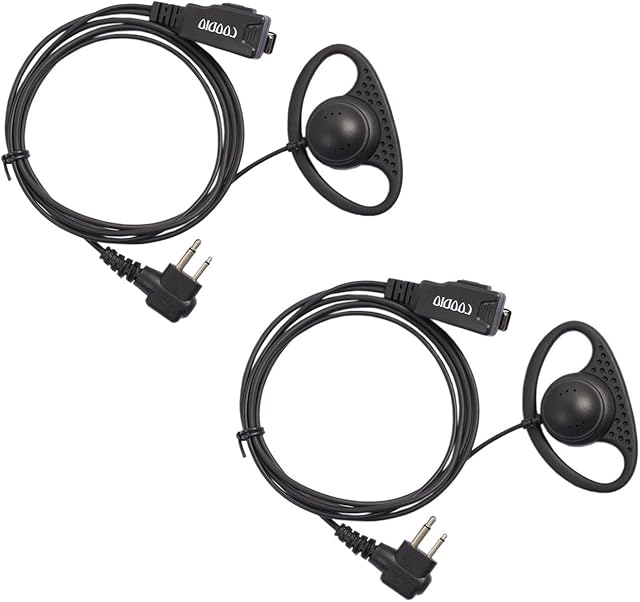 COODIO Lot 2 x D-Ring Earpiece Police Security Headset inline PTT Mic Microphone For 2 Pin Motorola CP040, CP140, Hytera, Midland 2 Way Radio