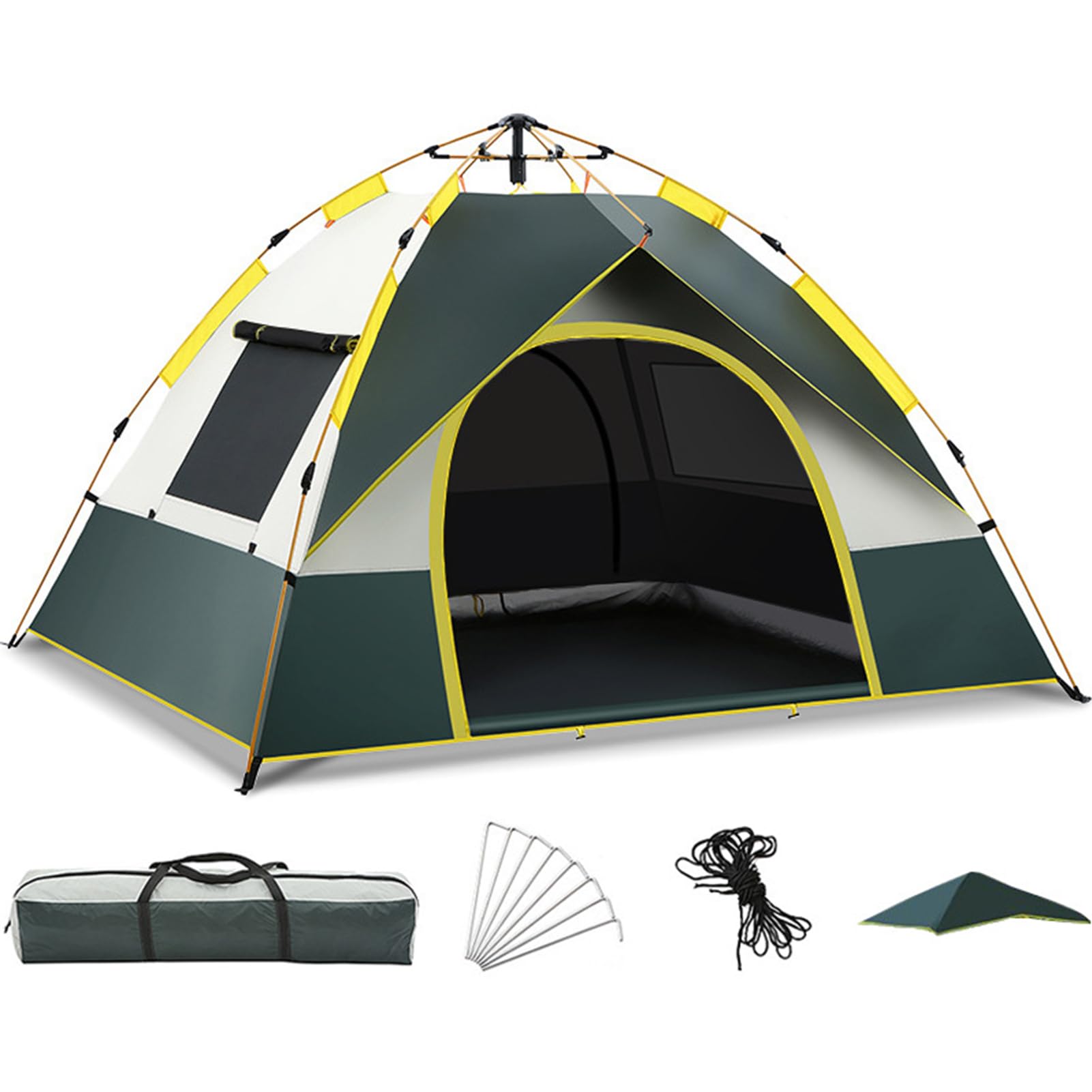 Camping Tent Outdoor, Beach Tent for 3-4 Persons, Pop Up Tent Full-Automatic Instant Tent Open Quickly,Rainproof Lightweight Portable Backpacking Tent for Outdoor Camping Hiking(Green)