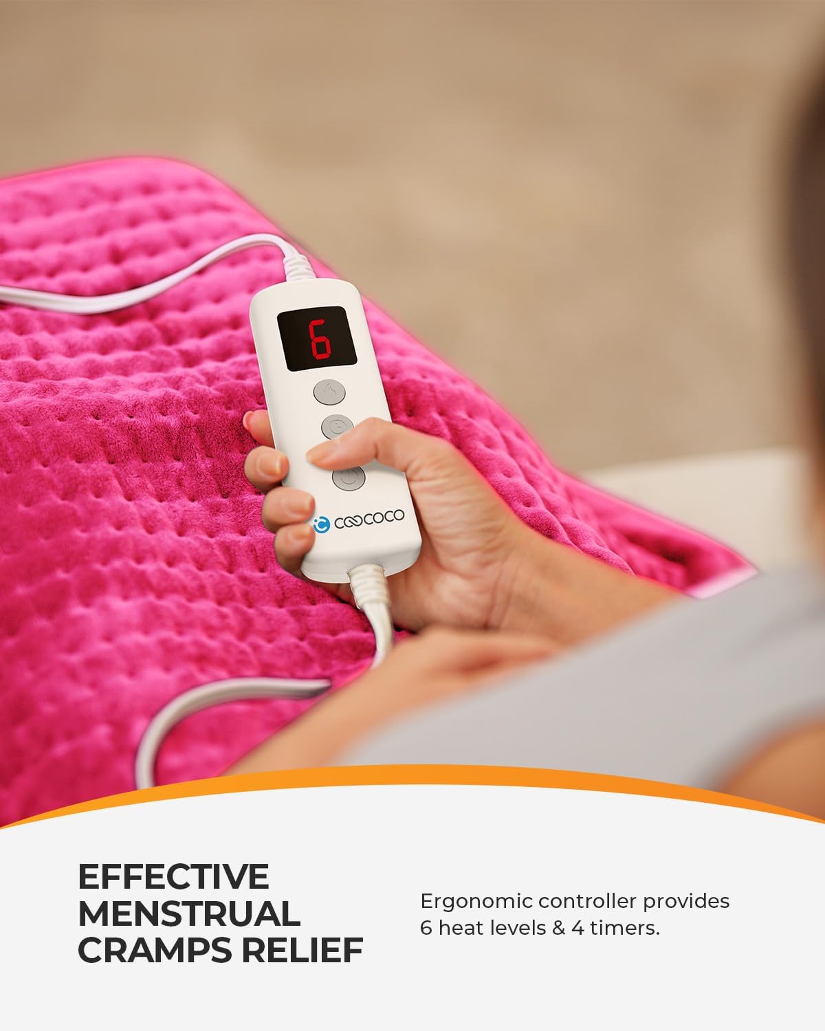 Pink Heating Pad for Period Cramps, CooCoCo FSA Wearables Large Heated Pad, HSA Store Eligible Menstrual Heat Pad, Cute Hot Pad for Back Pain Relief, College Dorm Essentials for Girls